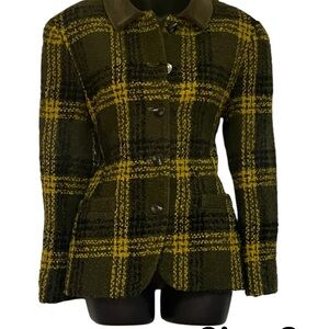 Jones New York Green and Yellow Plaid Blazer